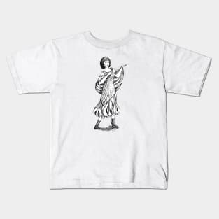 Ink drawing - flapper, B&W Kids T-Shirt